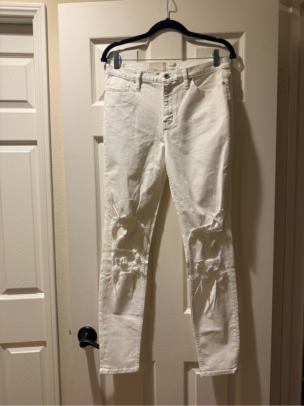 DKNY White Distressed Skinny Jeans